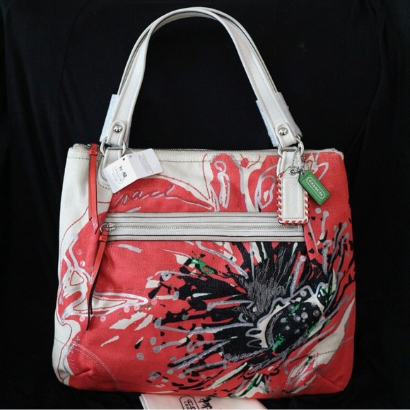 COACH Poppy Multi Floral Embroidery Sequins Glam Shoulder Bag